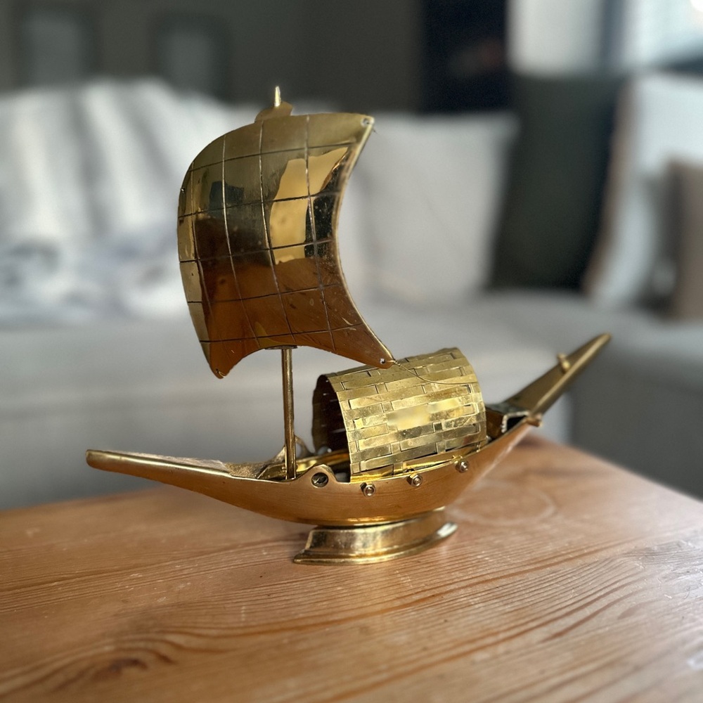Vintage Brass Sailboat Figurine